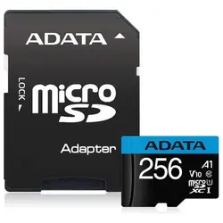 رم میکرو ۲۵۶ گیگ ای دیتا ADATA Premier U1 C10 V10 100MB/s + خشابADATA Premier U1 C10 V10 100MB/s Memory Card With Adapter