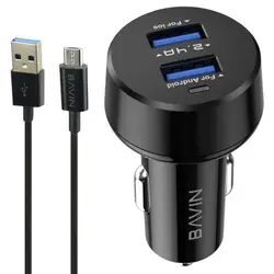 شارژر فندکی فست شارژ Bavin PC310 2.4A 12W + کابل میکرو یو اس بیBavin PC310 2.4A 12W Fast Car Charger With MicroUSB Cable