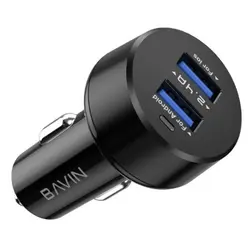 شارژر فندکی فست شارژ Bavin PC310 2.4A 12W + کابل میکرو یو اس بیBavin PC310 2.4A 12W Fast Car Charger With MicroUSB Cable