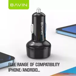 شارژر فندکی فست شارژ Bavin PC310 2.4A 12W + کابل میکرو یو اس بیBavin PC310 2.4A 12W Fast Car Charger With MicroUSB Cable