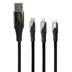 کابل ۳ سر Tranyoo XS3 1.2mTranyoo XS3 5A 1.2m 3-in-1 MicroUSB + Lightning And Type-C Cable