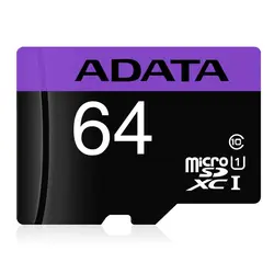 رم میکرو ۶۴ گیگ ای دیتا Adata Premier U1 C10 80MB/s + خشابAdata Premier U1 C10 80MB/s 64GB MicroSDHC Memory With Adapter