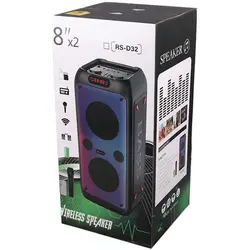 اسپیکر چمدانی بلوتوثی رم و فلش خور RS-D32 + میکروفون و ریموت کنترلRS-D32 WIRELESS SPEAKER