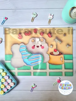 پوشه دکمه دار فانتزی طرح خرس 2