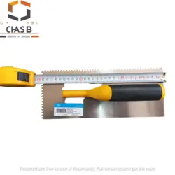 ماله دندانه دار ریز برند دکور مدل دسته باز – کد 125- dekor Notched Trowel V Notched Handle Open