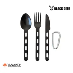 ست قاشق چنگال و چاقو بلک دیر روکش تیتانیوم ( مشکی ) Black deer