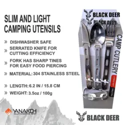ست قاشق چنگال و چاقو بلک دیر روکش تیتانیوم ( مشکی ) Black deer
