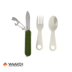 ست قاشق چنگال و ابزار چندکاره استیل EATING UTENSIL WITH POCKET KNIFE