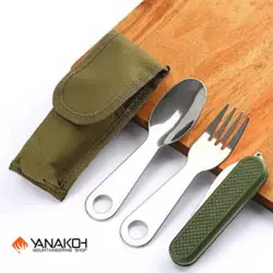 ست قاشق چنگال و ابزار چندکاره استیل EATING UTENSIL WITH POCKET KNIFE