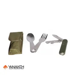 ست قاشق چنگال و ابزار چندکاره استیل EATING UTENSIL WITH POCKET KNIFE