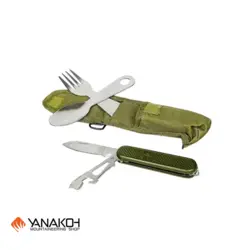 ست قاشق چنگال و ابزار چندکاره استیل EATING UTENSIL WITH POCKET KNIFE