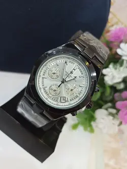 ساعت مچی مردانه سه موتور فعال کرنوگراف بند مشکی صفحه سفید برند VACHERON CONSTANT GENEVE، تکی به قیمت عمده