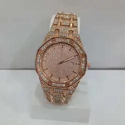 ساعت مچی اسپرت دخترانه و پسرانه،دارای روزشمار،نگین دار،رنگ رزگلد
