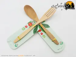 قاشق چنگال چوبی بامبو مدل A1