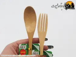 قاشق چنگال چوبی بامبو مدل A1