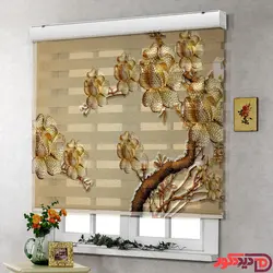 پرده زبرا تصویری گل جواهر طلایی کد 3DF-84