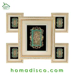 تابلو چوبی معرق طرح صلوات مدل ترنج کد TJ 023-W