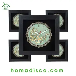ساعت چوبی معرق طرح صلوات مدل ترنج کد TJ 016