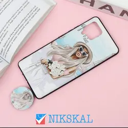 قاب فانتزی برجسته + پاپ سوکت طرح دختر سامسونگ A42 سری F