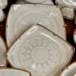 سرویس چینی پردیس طرح سیسیل طلایی کف گل 6نفره