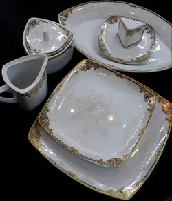 سرویس چینی پردیس طرح نسیم 424چینی پردیس قالب پاریس 12نفره 105پارچه