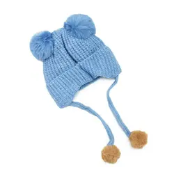 کلاه بافت بند دار 2 پوم خرسی