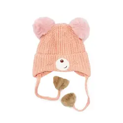 کلاه بافت بند دار 2 پوم خرسی