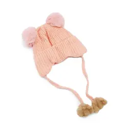 کلاه بافت بند دار 2 پوم خرسی