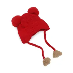 کلاه بافت بند دار 2 پوم خرسی