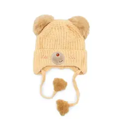 کلاه بافت بند دار 2 پوم خرسی