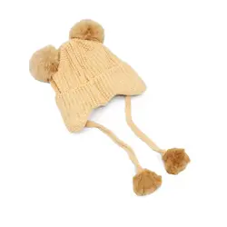 کلاه بافت بند دار 2 پوم خرسی