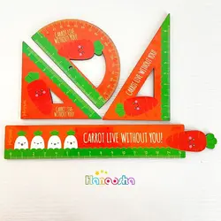 ست خط کش گونیا و نقاله چوبی طرح هویج