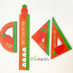 ست خط کش گونیا و نقاله چوبی طرح هویج