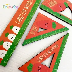 ست خط کش گونیا و نقاله چوبی طرح هویج