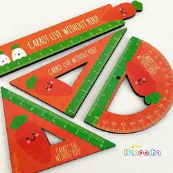 ست خط کش گونیا و نقاله چوبی طرح هویج