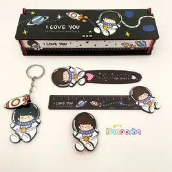 ست 5 تکه چوبی جامدادی و خط کش طرح فضانورد