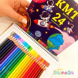 مداد رنگی 24 رنگ جعبه فلزی | KMT