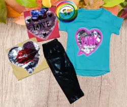 تیشرت شلوارک پولک برگردون دخترونه