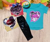 تیشرت شلوارک پولک برگردون دخترونه