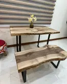 میز و نیمکت روستیک چوبین نورا مدل RT-02 (چوب گردو)