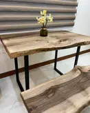 میز و نیمکت روستیک چوبین نورا مدل RT-02 (چوب گردو)