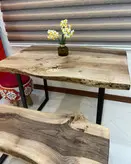 میز و نیمکت روستیک چوبین نورا مدل RT-02 (چوب گردو)