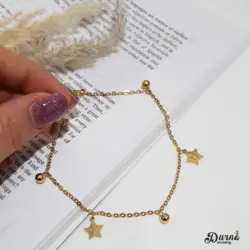 پابند ستاره خندان و گوی طلایی استیل