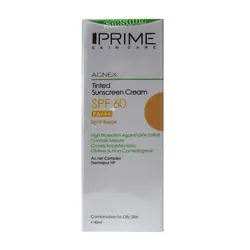 کرم ضد آفتاب رنگی فاقد چربی پریم SPF60 مناسب پوست های چرب و دارای جوشPrime Acnex Sunscreen Cream SPF60