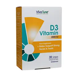 کپسول نرم ژلاتینی ویتامین D3 2000 واحد ویواتیون 30 عدد Vivatune Vitamin D3 2000 30 Softgels