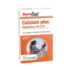کلسیم پلاس منیزیم د3 و کا2 آپوویتال 30 عددی Apovital Calcium Plus Magnesium, D3 And K2