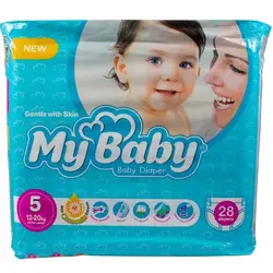 پوشک سایز ۵ مای بی بی (۱۲ تا ۲۰ کیلوگرم) حاوی عصاره بابونه My Baby Size 5 Baby Diaper With Chamomile Extract