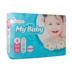 پوشک سایز ۴ مای بی بی (۸ تا ۱۶ کیلوگرم) حاوی عصاره بابونه My Baby Size 4 Baby Diaper With Chamomile Extract