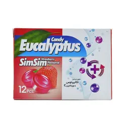 آبنبات مکیدنی اکالیپتوس سیم سیم 12 عددی توت فرنگی Sim Sim Candy Eucalyptus 12 Pcs