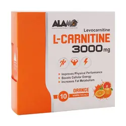ویال خوراکی ال کارنیتین 3000 آلامو 10 عدد پرتقالی Alamo L Carnitine 3000 10 Vials